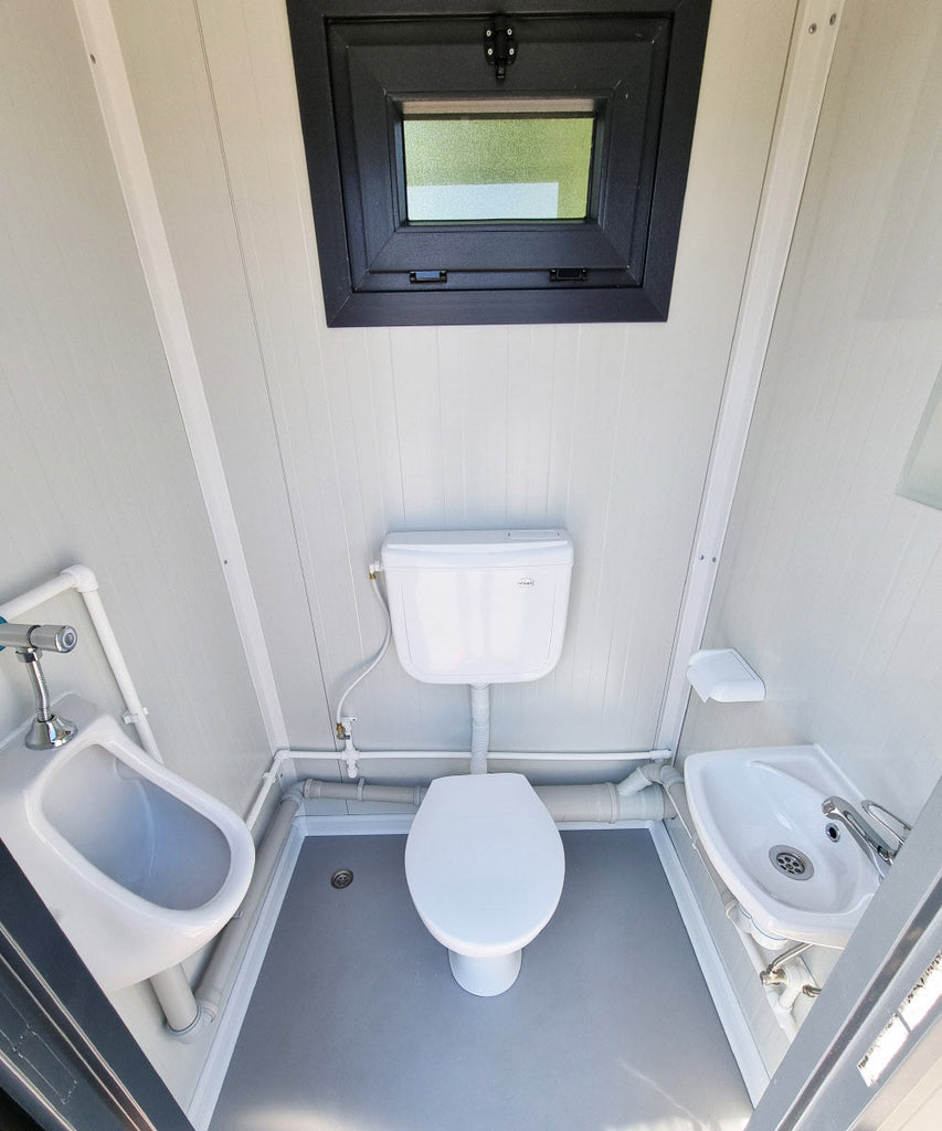 CONTENEDOR SANITARIO WC - URINARIO- CON DOBLE CABINA PARA (HOMBRE Y MUJER) 240X120M
